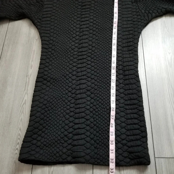 Sandro Women's Wool Blend Dress 3/4 Sleeve Size Small Black Embossed Dark - Picture 6 of 9